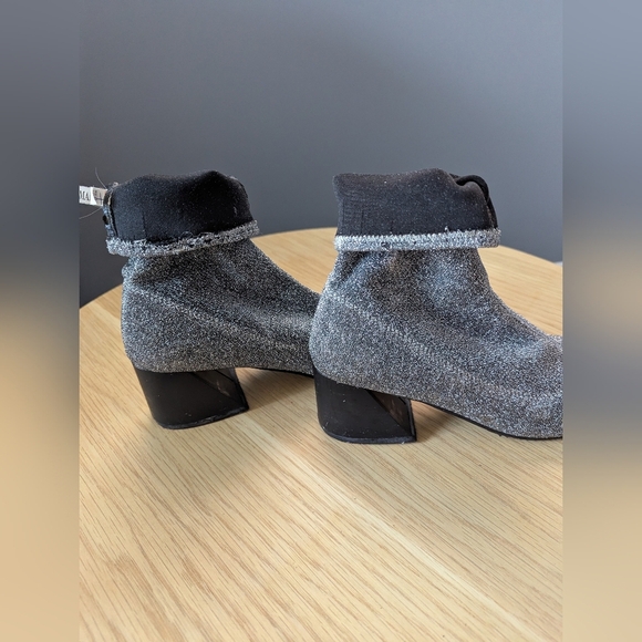 Women's (Size 37) Shimmering Silver No-Slip Ankle Booties With Angled Block Heel - Picture 11 of 16